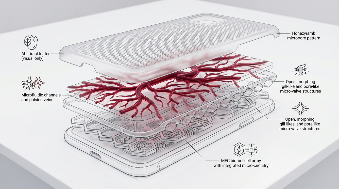 Symbio-Shell 四层层压备选参考：浅色临床底板、层间爆炸有隙。